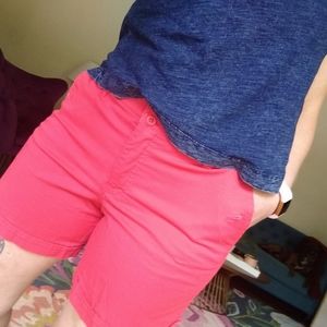 Coral colored cotton shorts